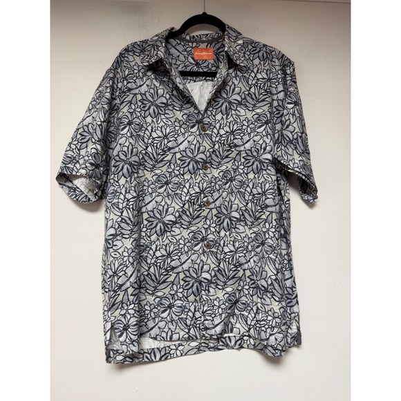Tommy Bahama Other - Tommy Bahama Button Down Shirt Mens Medium Grey Silk Excellent Floral Camp Shirt